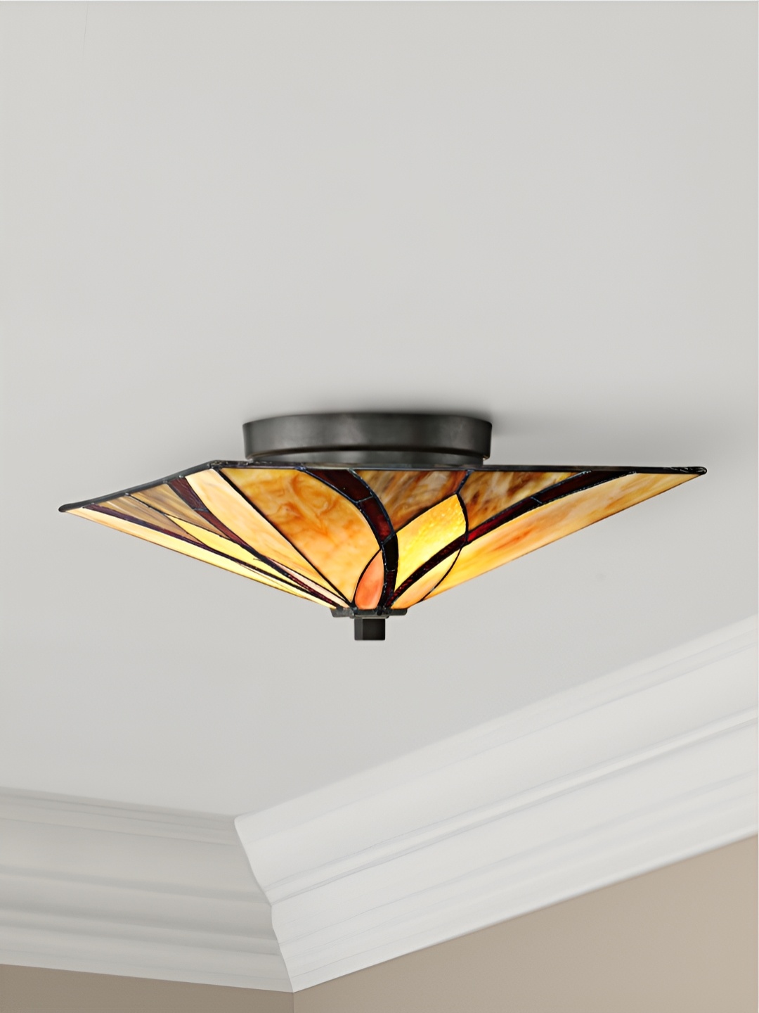 

The Art House Black & Yellow Printed Aluminium Ceiling Lamp
