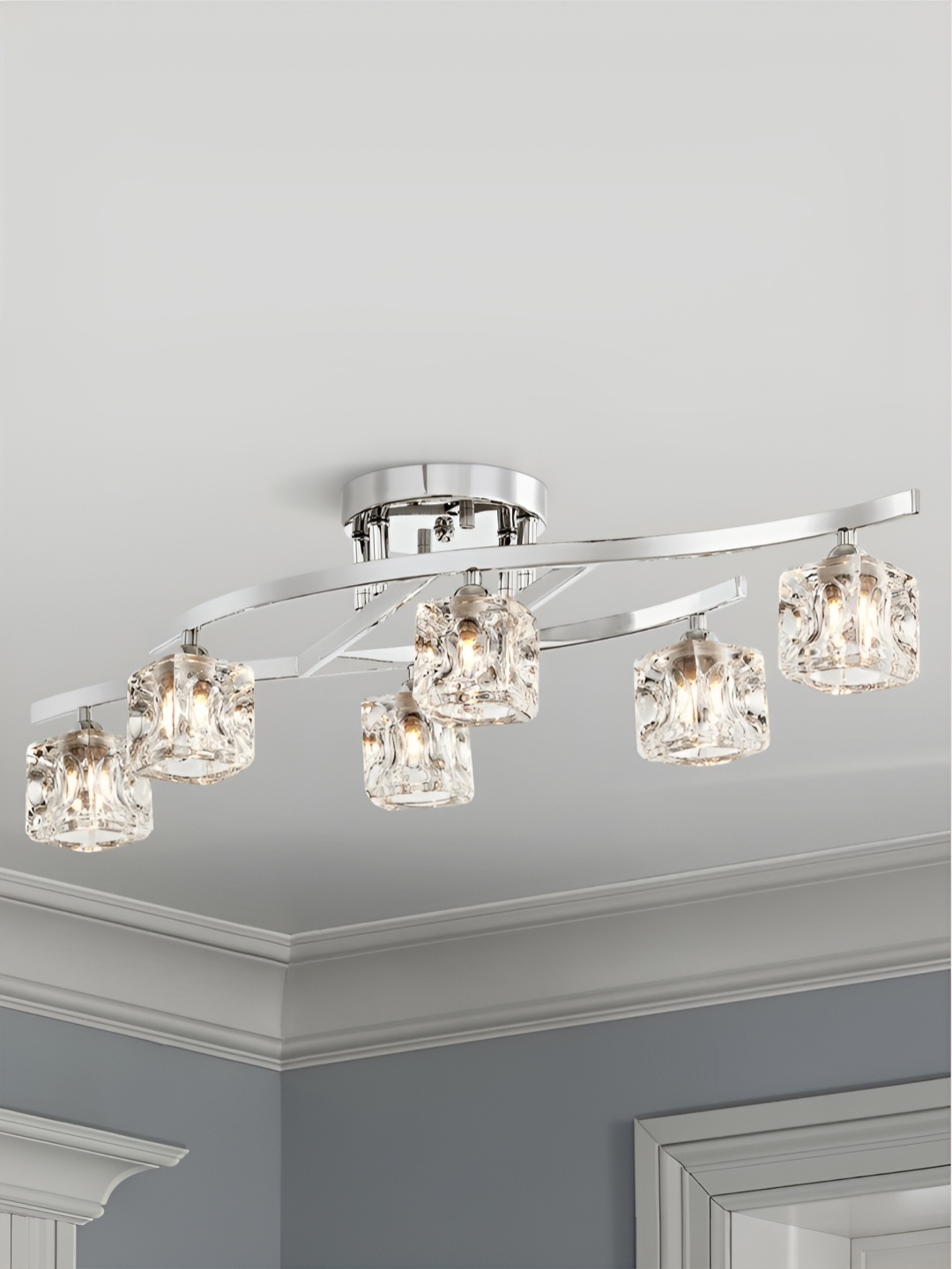 

The Art House Silver-Toned & Silver Toned Textured Aluminium Ceiling Lamp