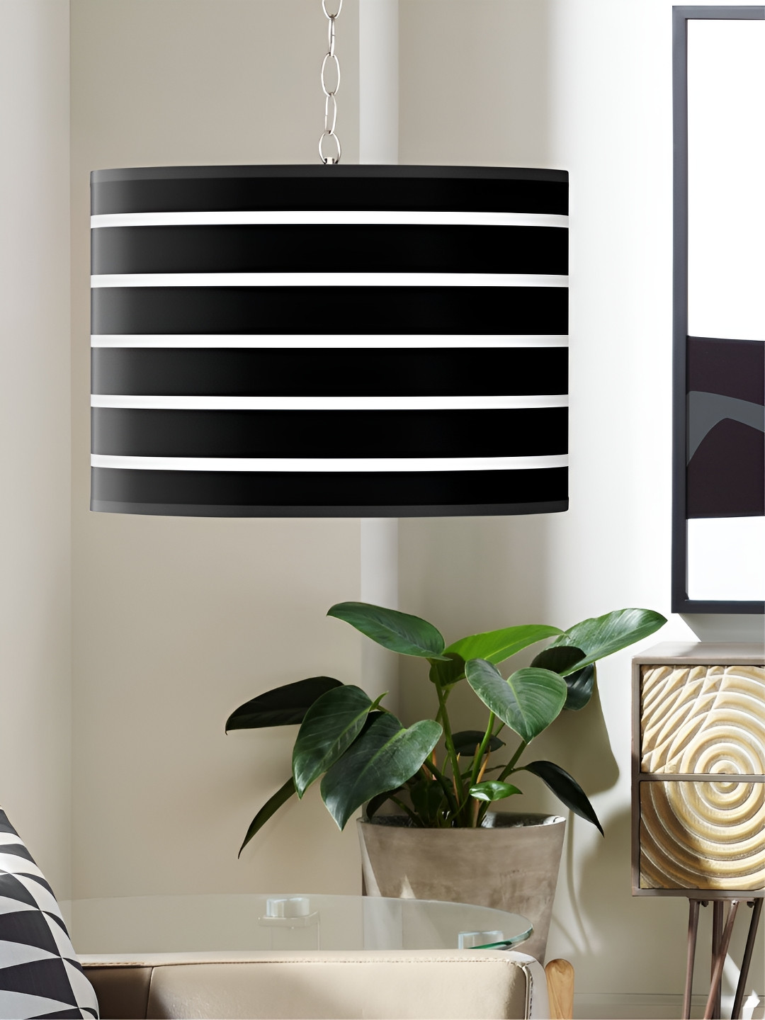 

The Art House Black & White Printed Aluminium Ceiling Lamp