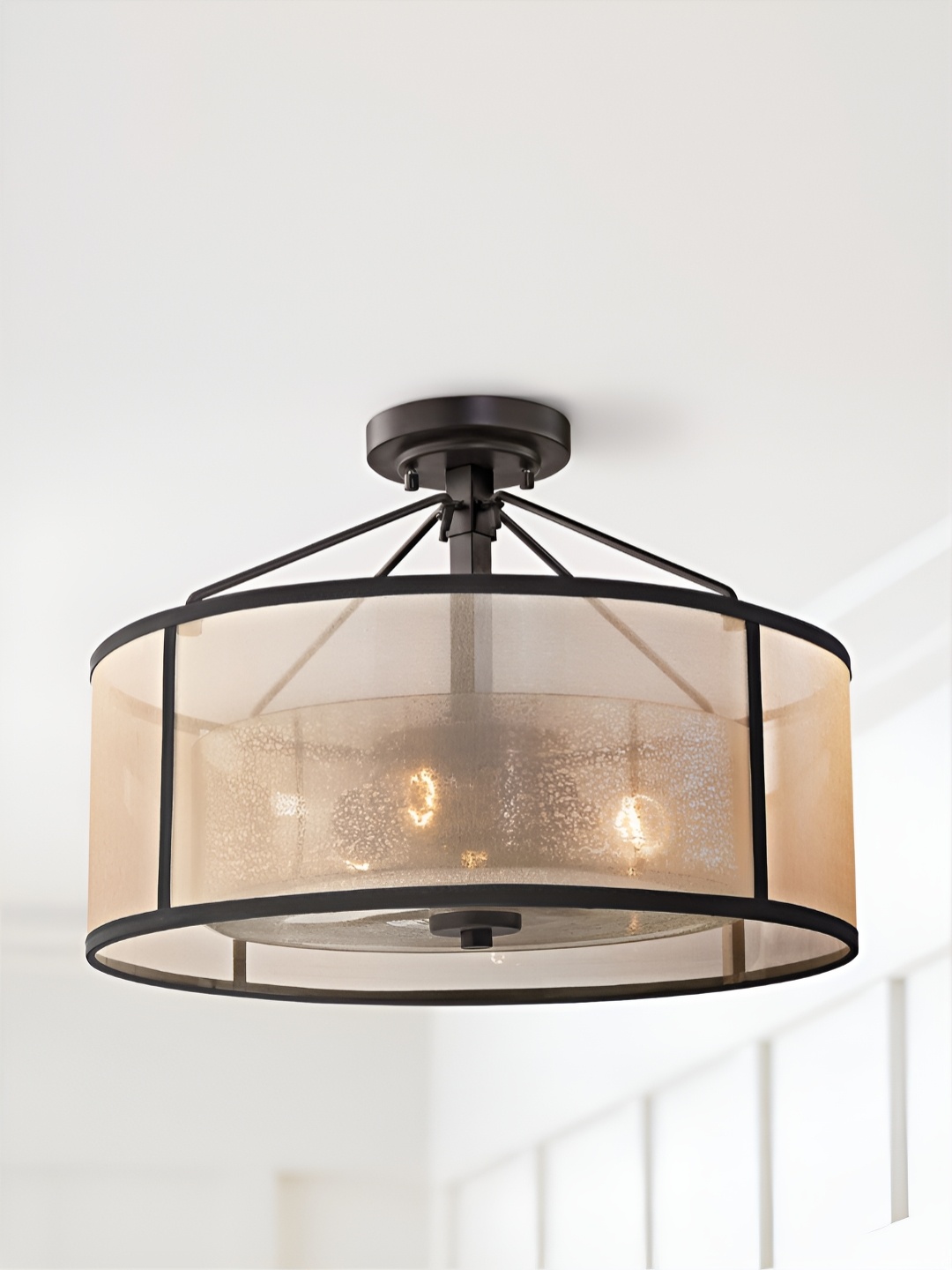 

The Art House Black & Brown Textured Aluminium Traditional Ceiling Lamp