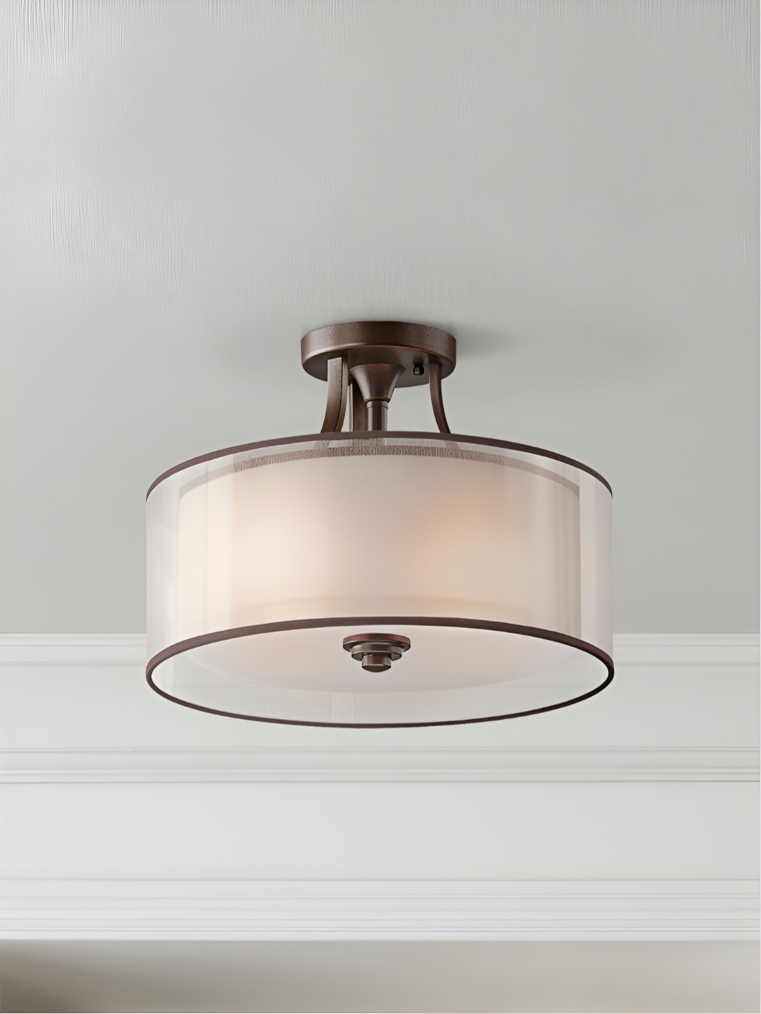 

The Art House Brown & Off White Aluminium Cylinder Shaped Ceiling Lamp