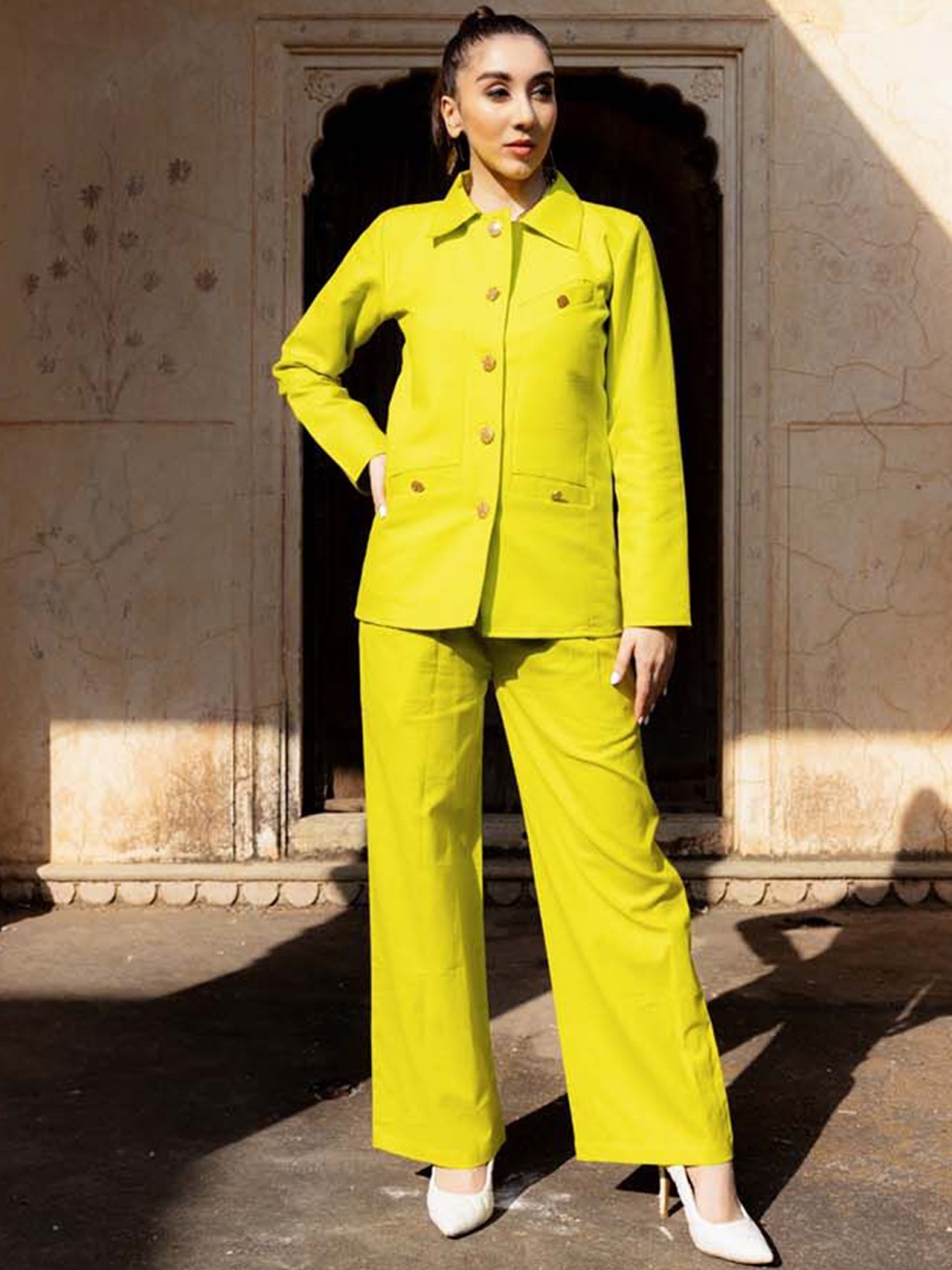 

JORASA Long Sleeves Pure Cotton Shirt With Trousers, Green