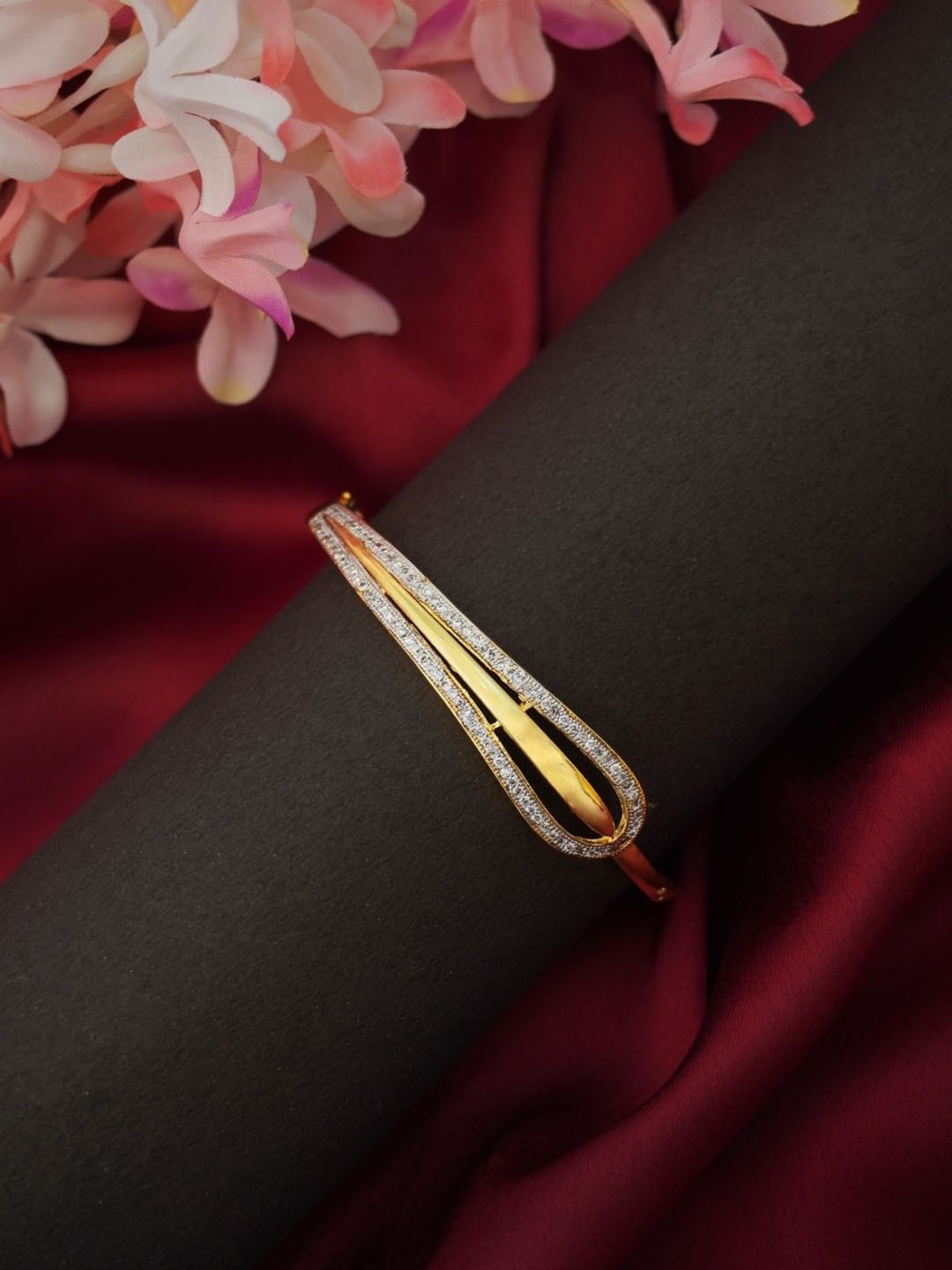 

Niscka Gold Plated Stone Studded Kada Bracelet