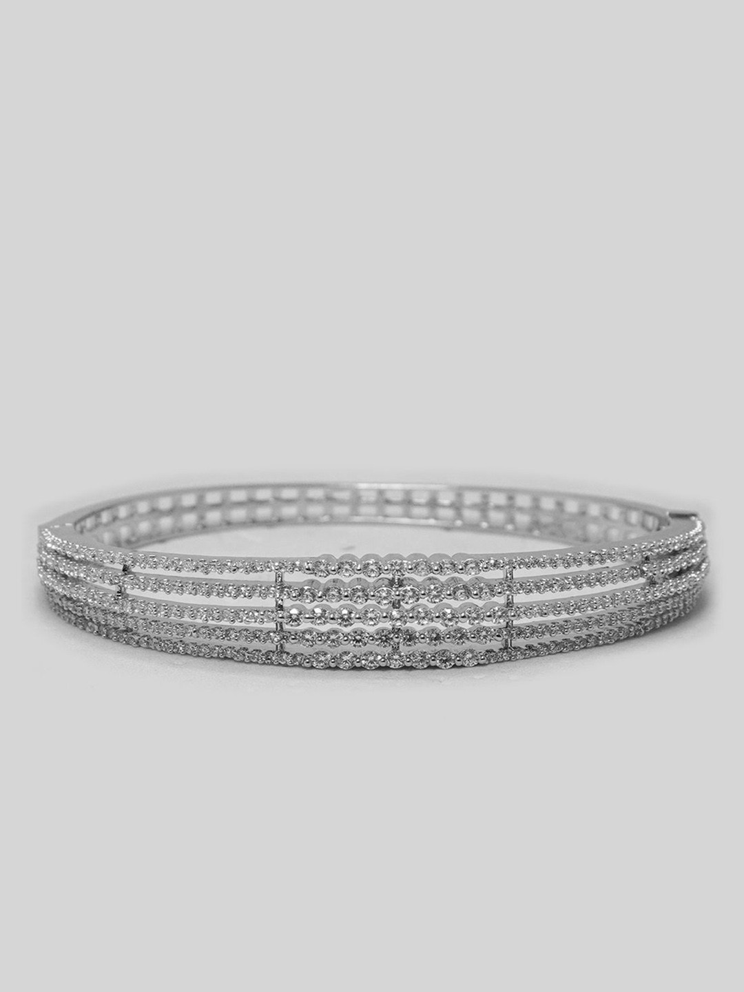 

Niscka Silver Plated American Diamond Studded Bangle Style Bracelet