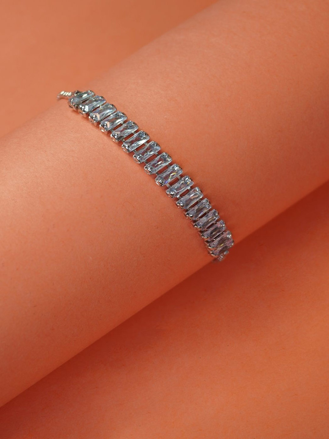 

Niscka Silver-Plated AD-Studded Bracelet, White