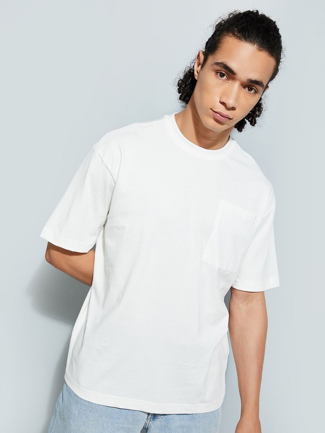 

max Men Solid Pure Cotton Pockets T-shirt, Green