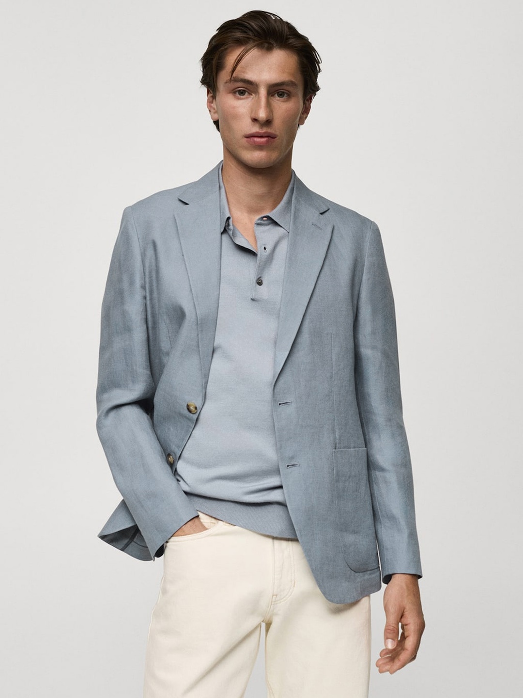 

MANGO MAN Pure Linen Slim Fit Blazer, Blue