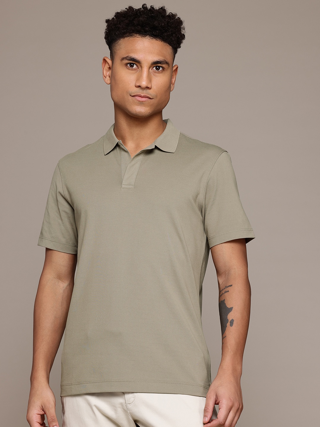 

MANGO MAN Polo Collar T-shirt, Olive