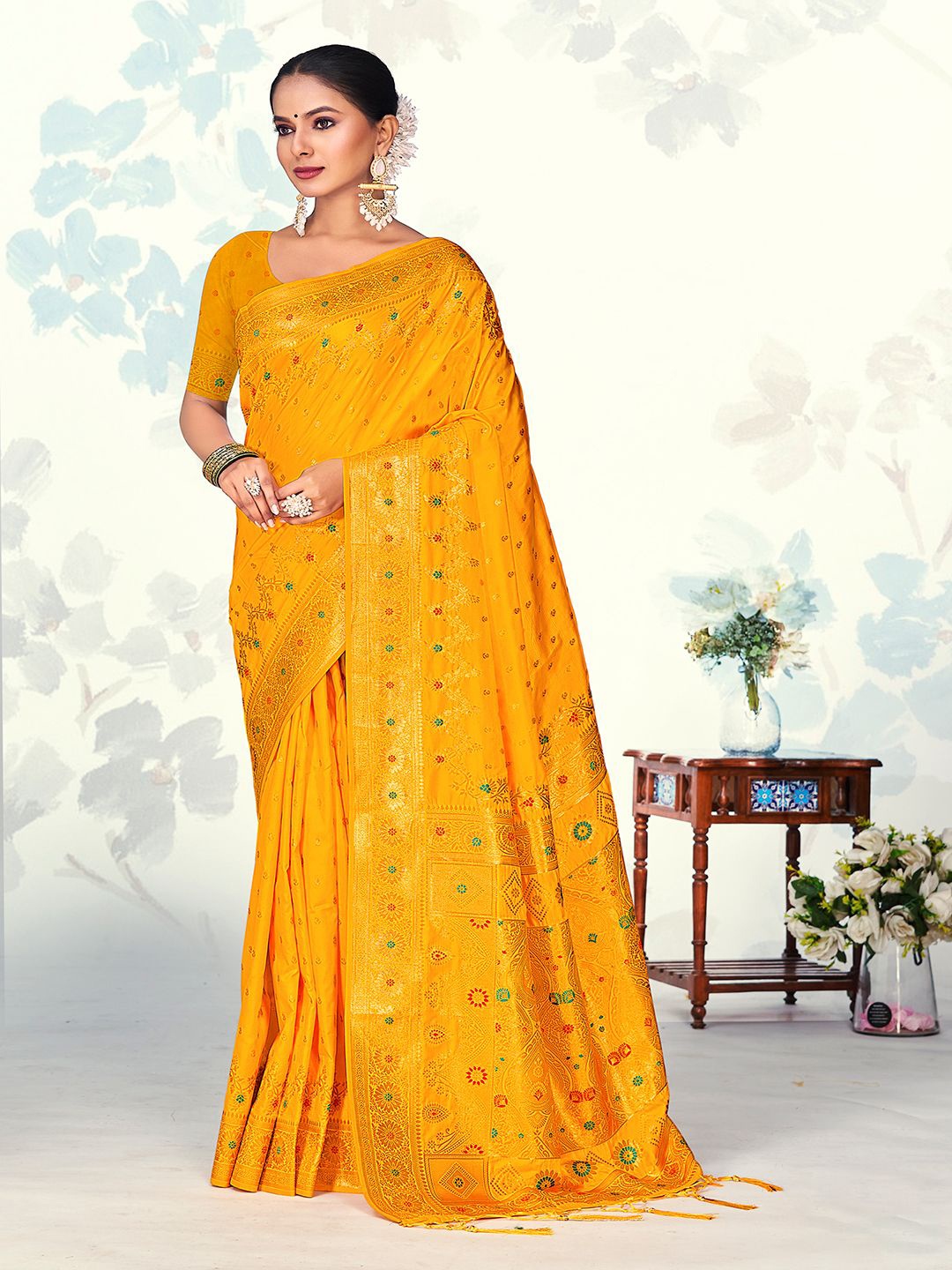 

Ishin Woven Design Zari Saree, Yellow