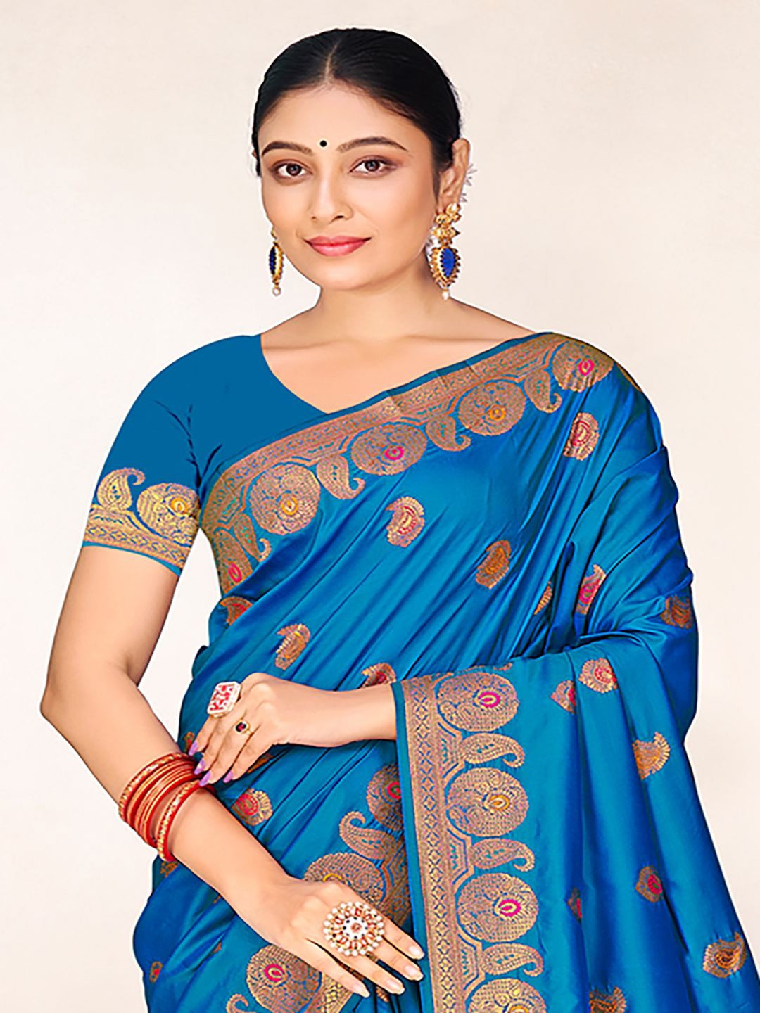 

Ishin Woven Design Zari Saree, Blue