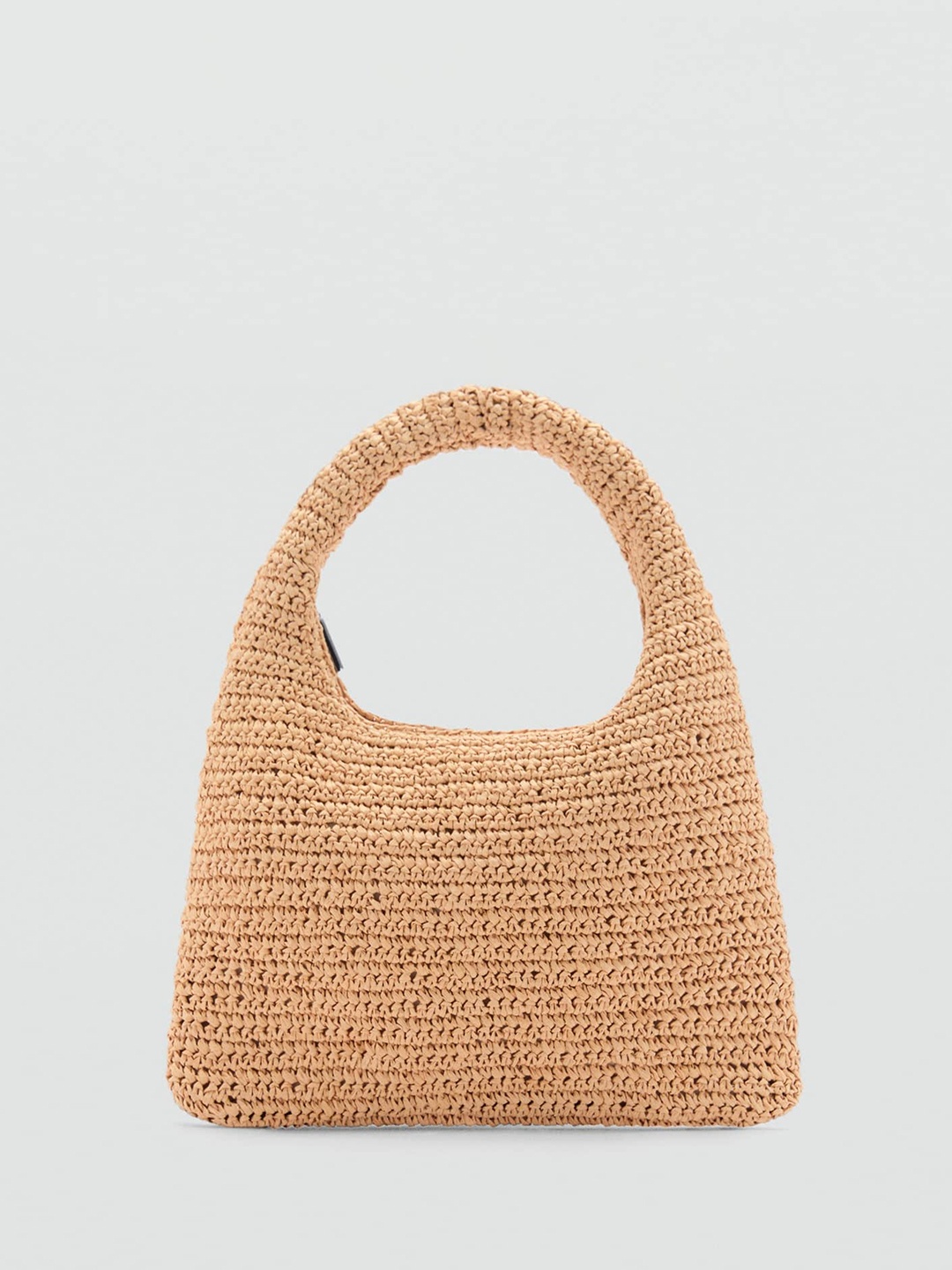 

MANGO Basket Weave Textured Shoulder Bag, Beige