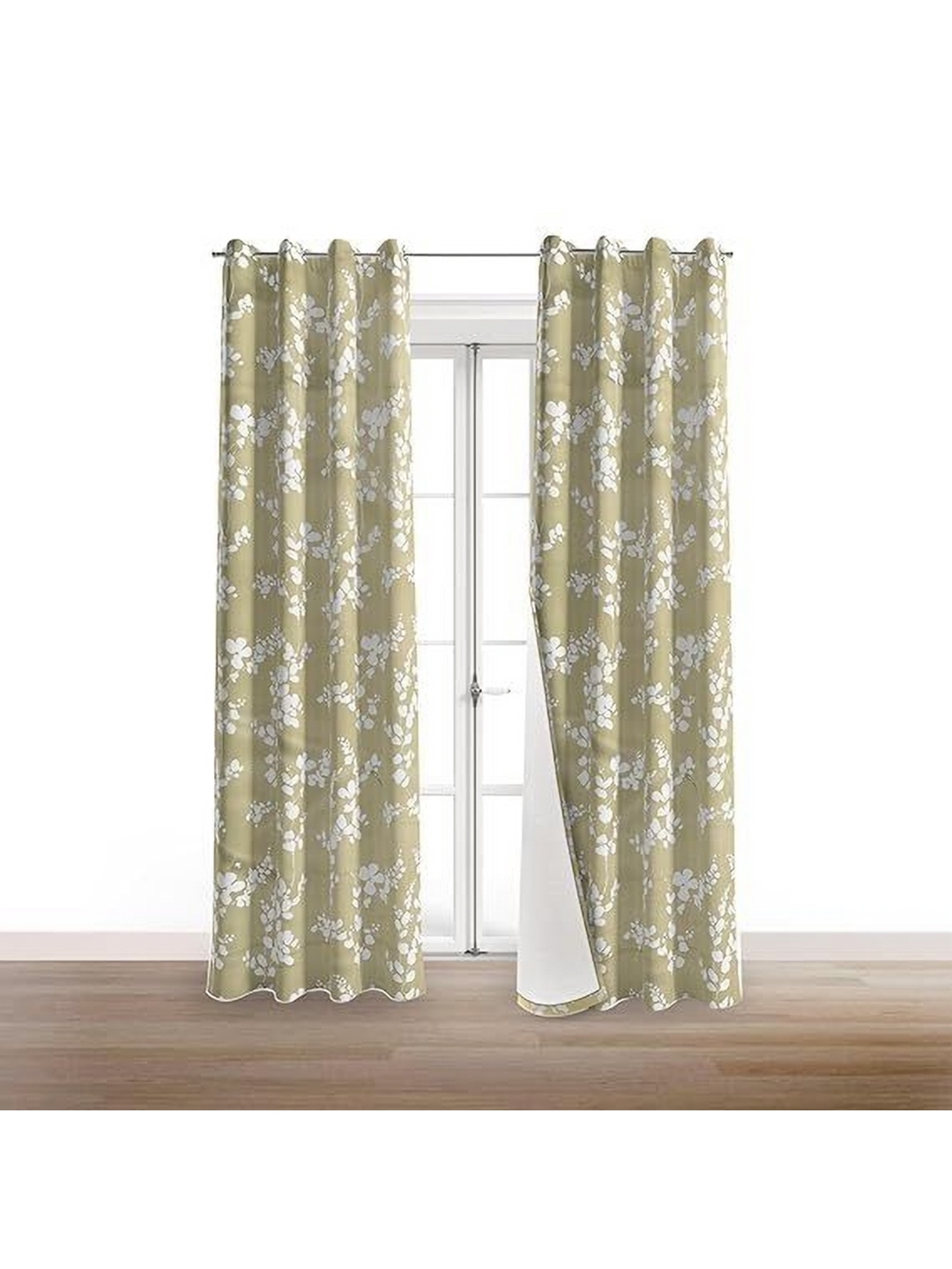 

BFAM Green & White Floral Printed Black Out Door Curtain