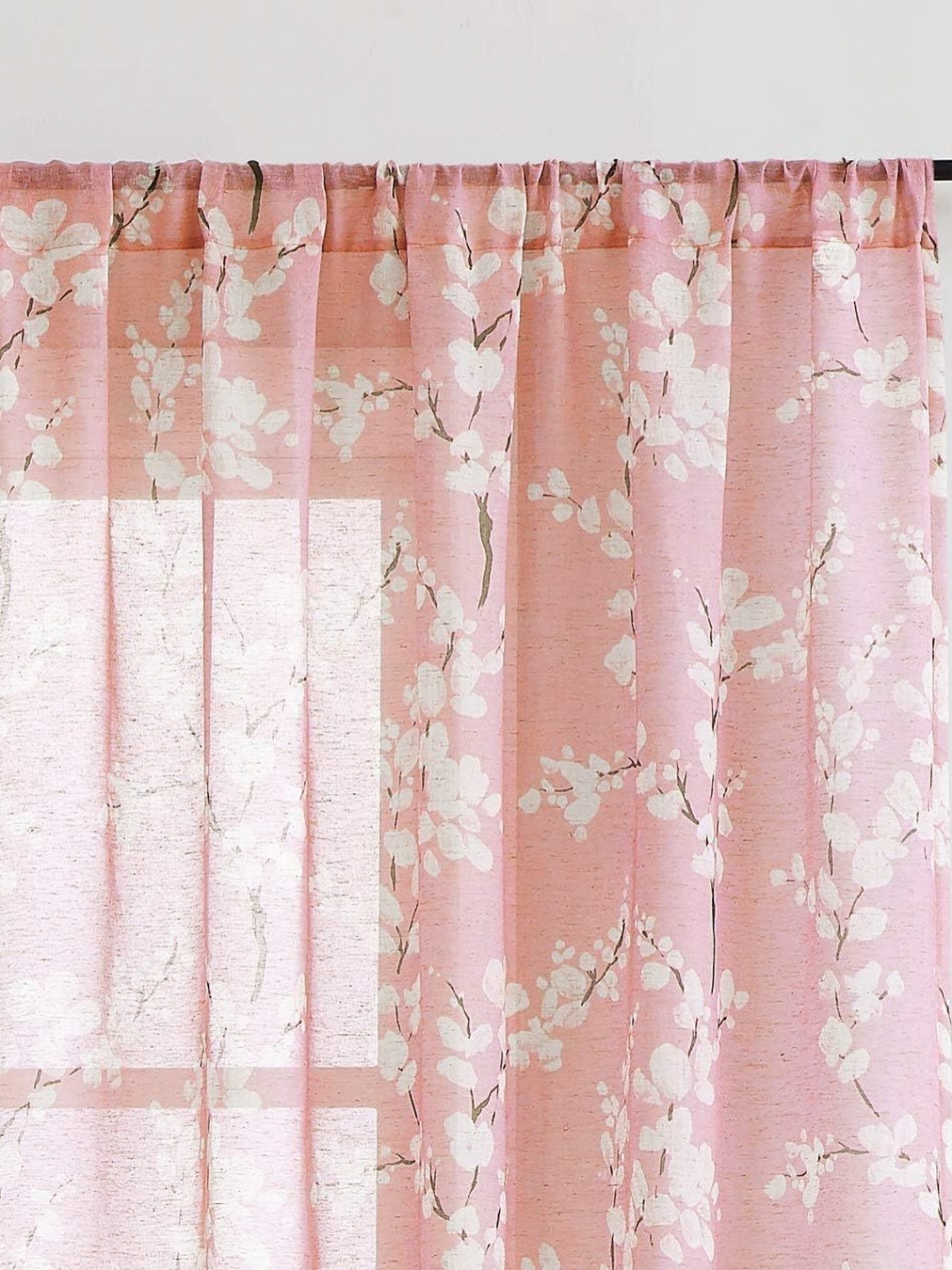 

BFAM Pink & White Floral Sheer Door Curtain