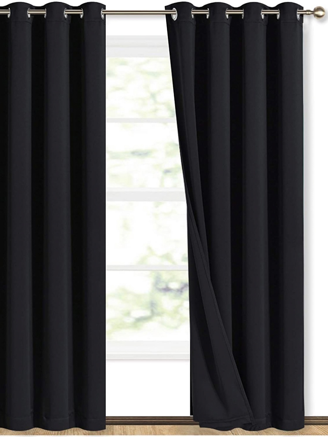 

BFAM Black 2 Pieces Black Out Long Door Curtains