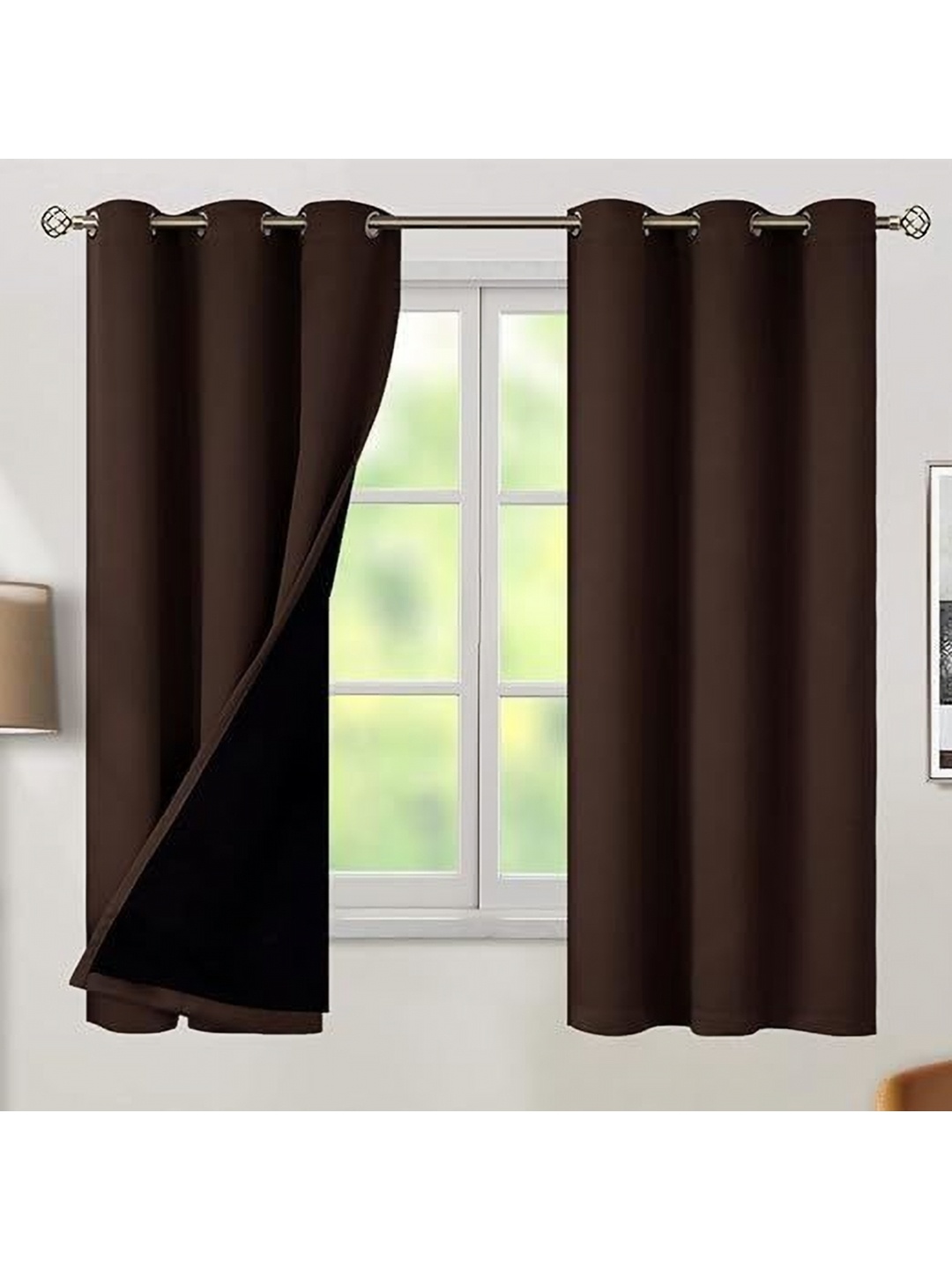 

BFAM Brown Black Out Long Door Curtain