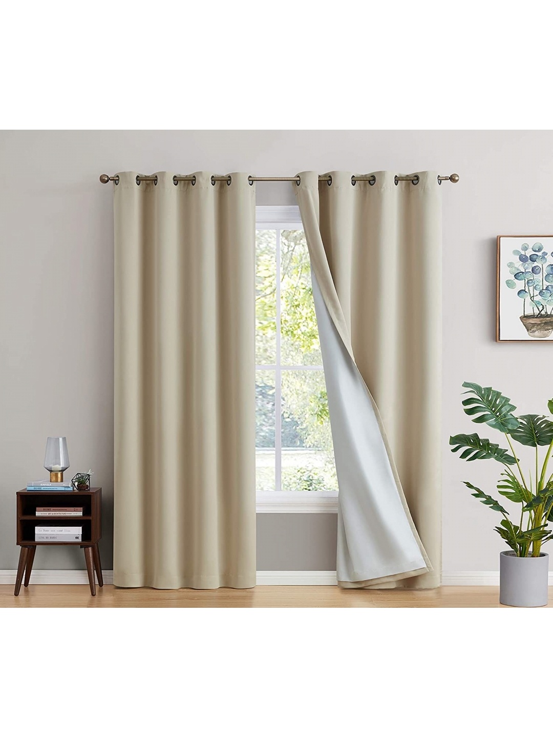 

BFAM Beige 2 Pieces Black Out Window Curtain