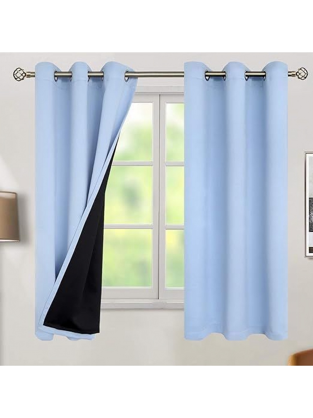 

BFAM Blue & Black Black Out Window Curtain