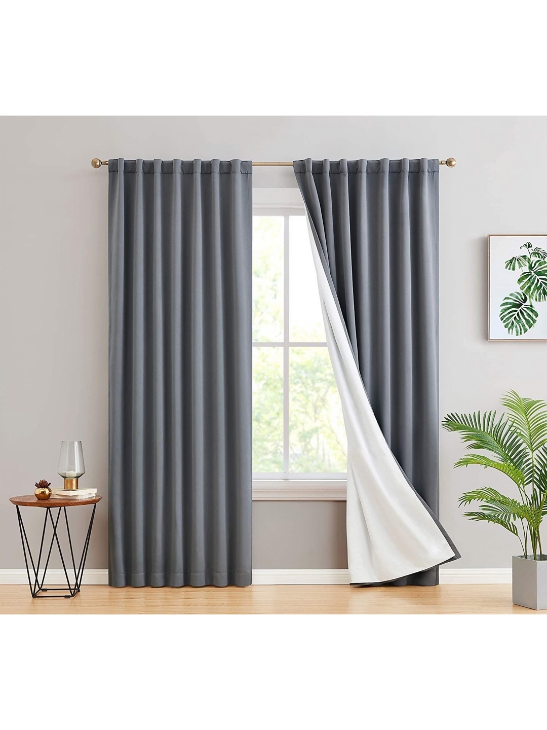 

BFAM Grey 4 Pieces Black Out Long Door Curtains