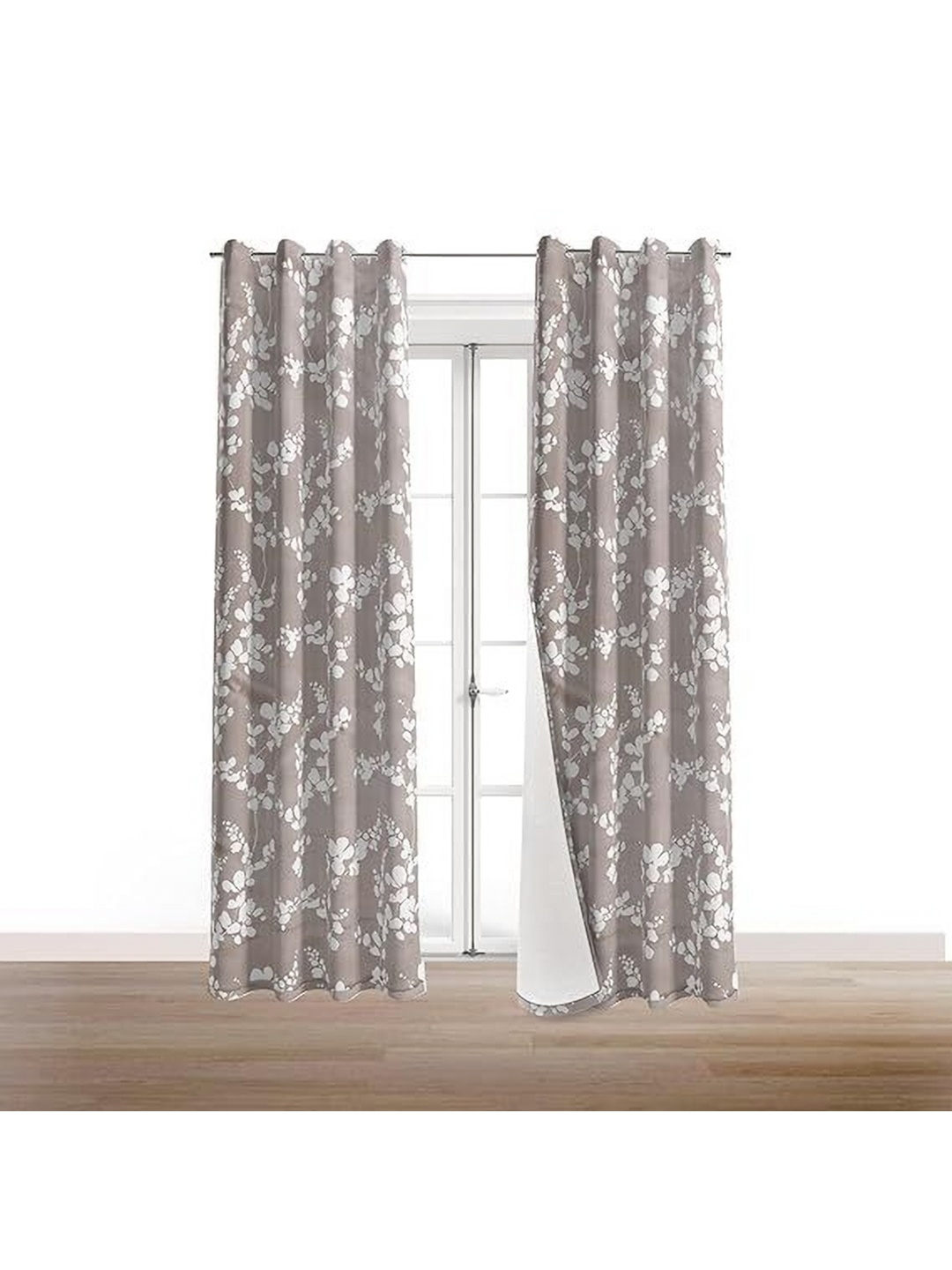 

BFAM Brown & White Floral Printed Black Out Long Door Curtain