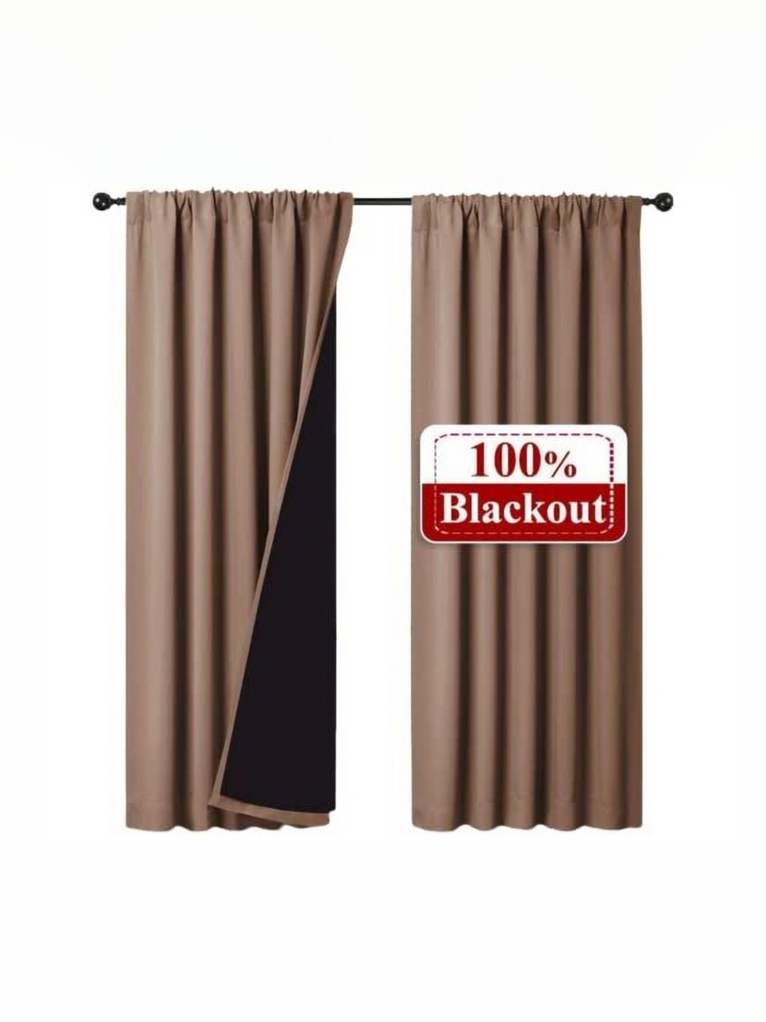 

BFAM Brown 2 Pieces Black Out Door Curtain