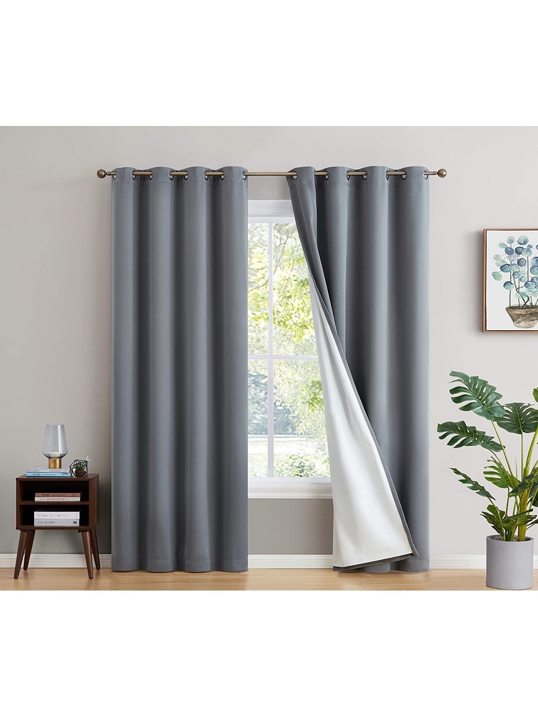 

BFAM Grey 2 Pieces Sheer Window Curtain