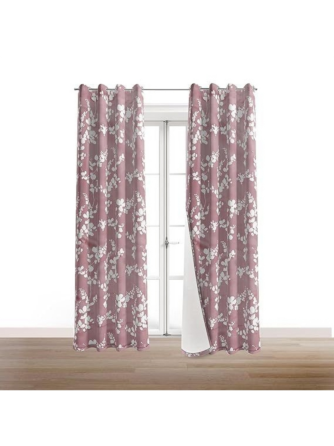 

BFAM Pink & White Floral Black Out Long Door Curtain