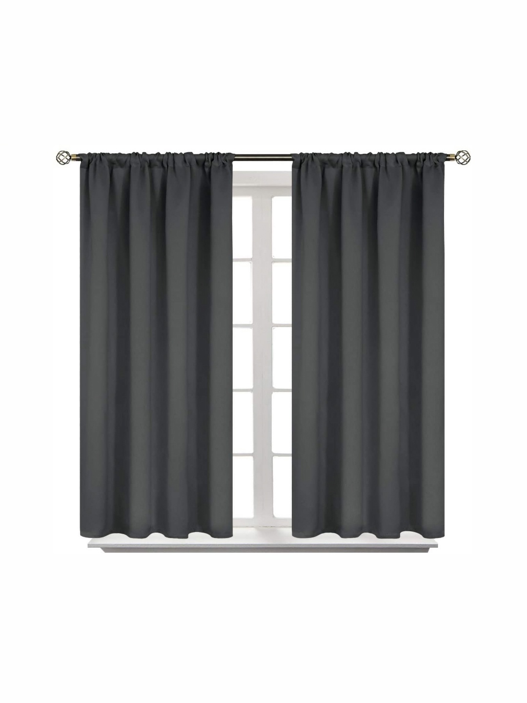 

BFAM Grey 2 Pieces Black Out Window Curtain