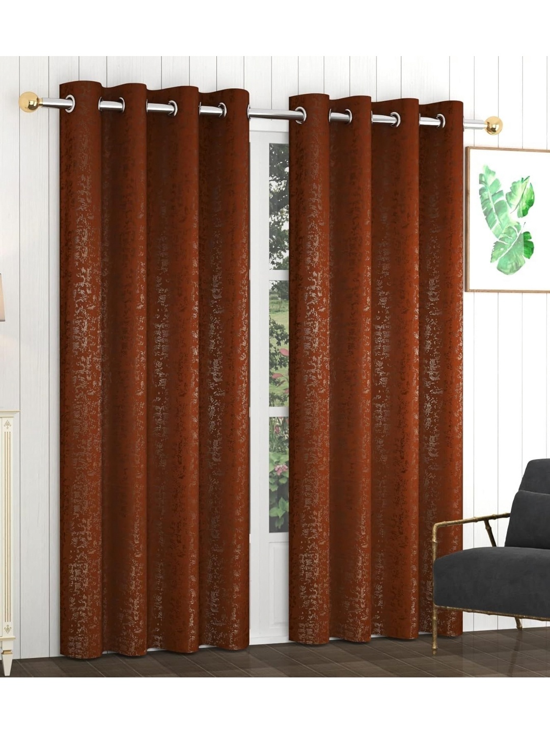 

BFAM Brown Black Out Window Curtain