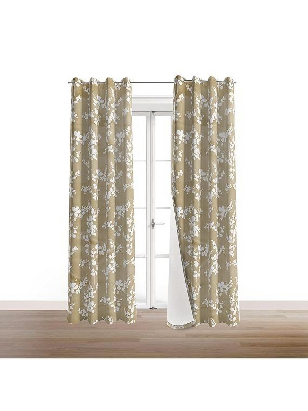 

BFAM Brown & White Floral Printed Black Out Long Door Curtain