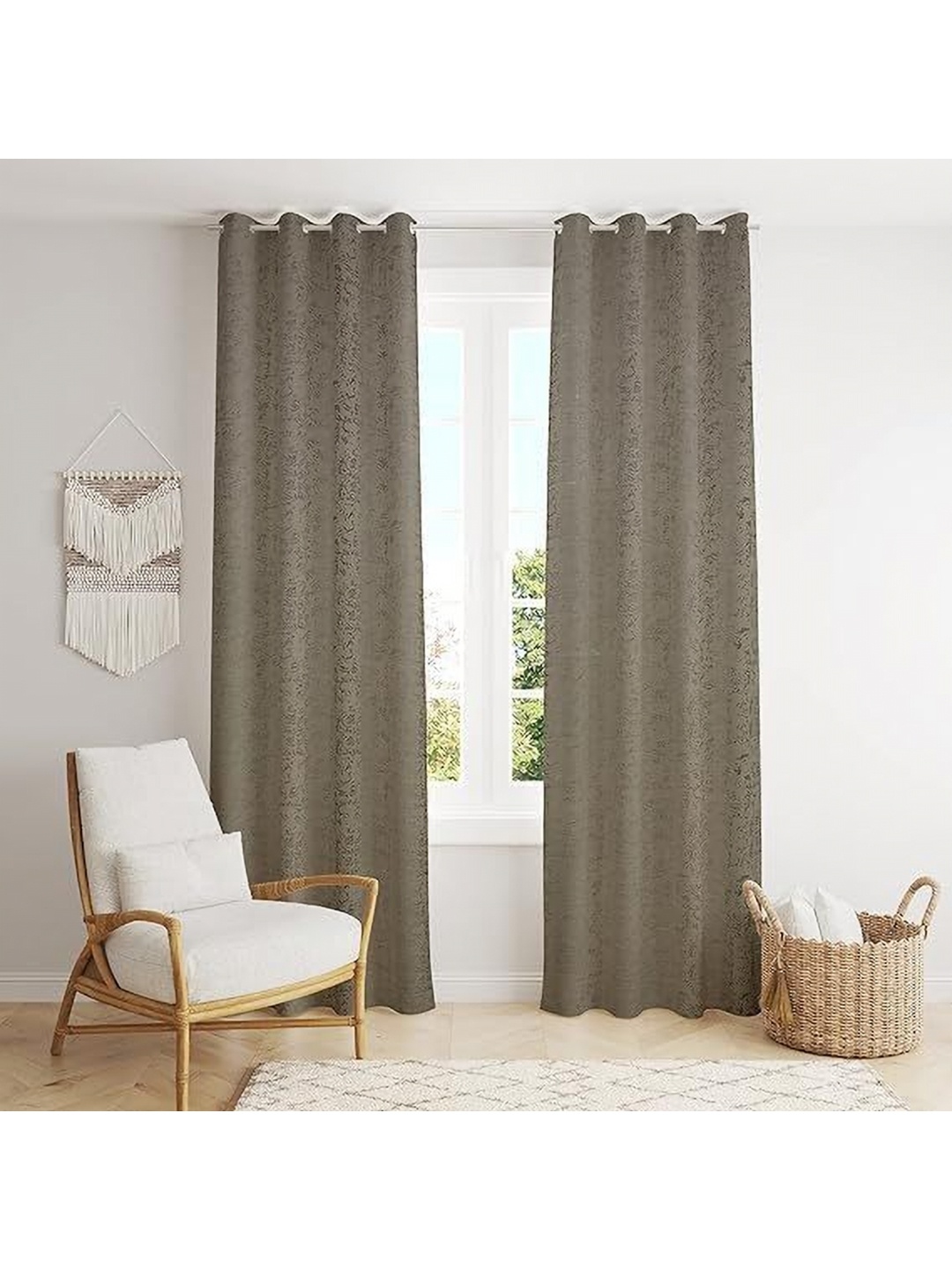 

BFAM Grey Black Out Long Door Curtain