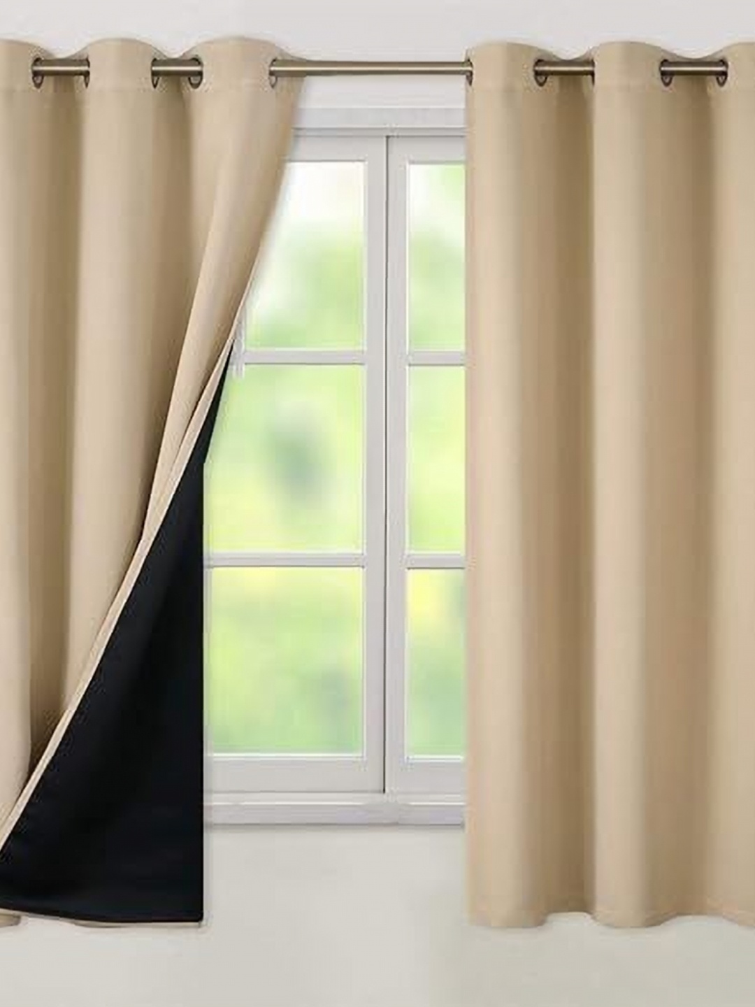 

BFAM Beige & Black Black Out Door Curtain