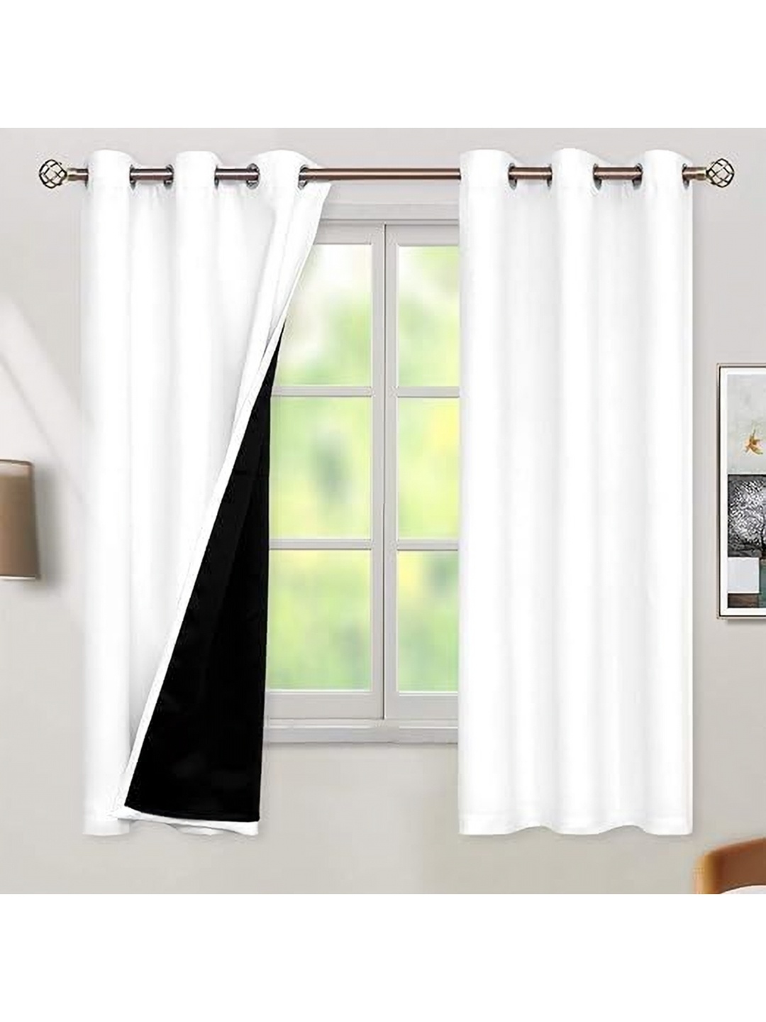 

BFAM White & Black Black Out Door Curtain