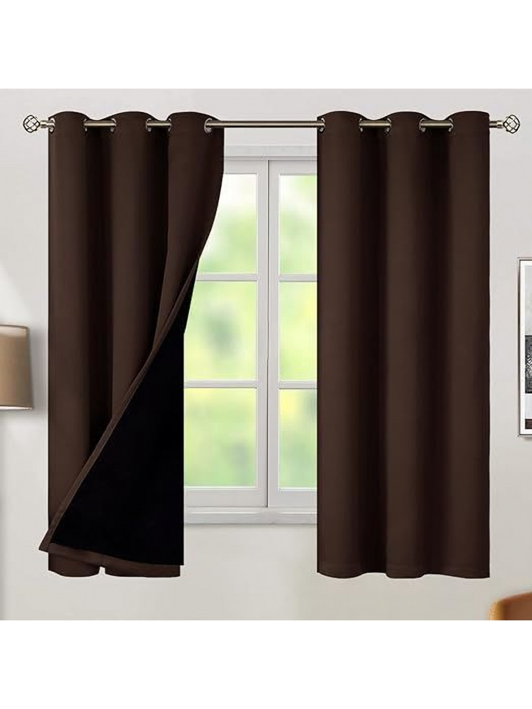 

BFAM Coffee Brown & Black Black Out Window Curtain