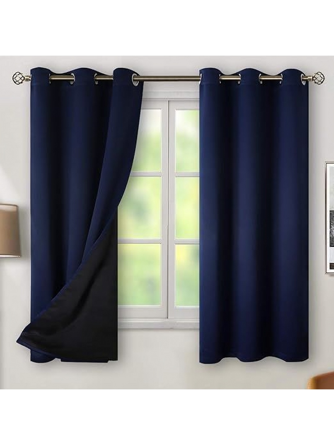 

BFAM Blue & Black Black Out Window Curtain
