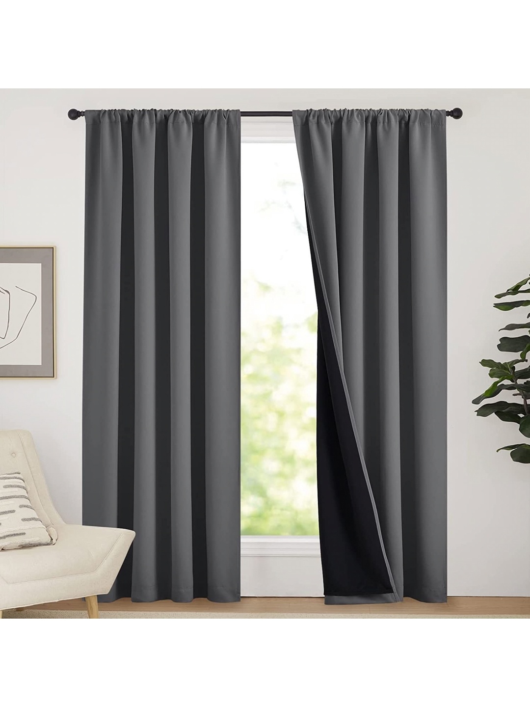 

BFAM Grey Black Out Window Curtain