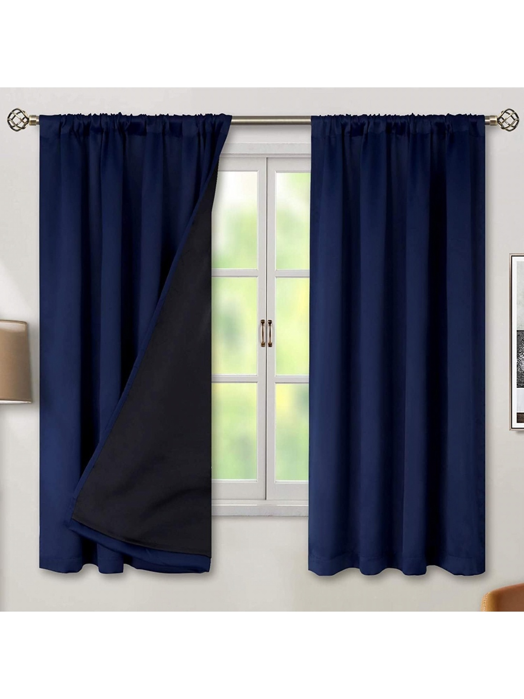 

BFAM Blue Black Out Long Door Curtain