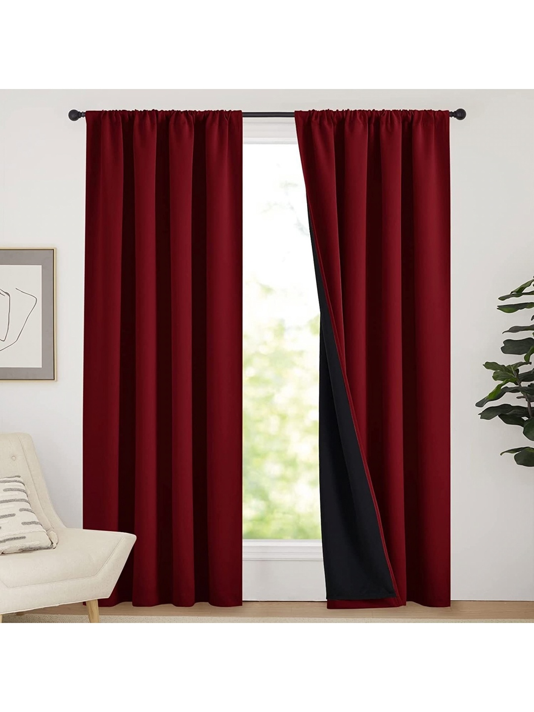 

BFAM Maroon Black Out Door Curtain