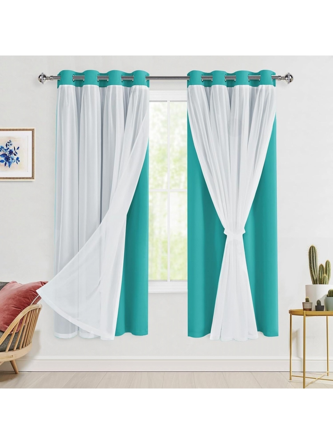 

BFAM Teal Black Out Window Curtain