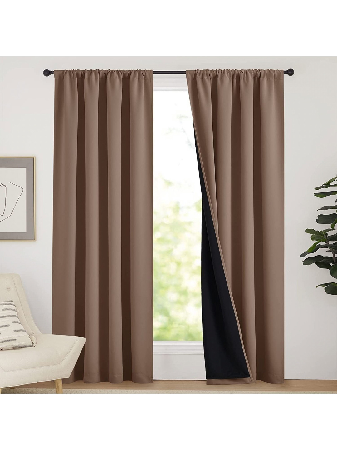 

BFAM Brown & Black Black Out Door Curtain