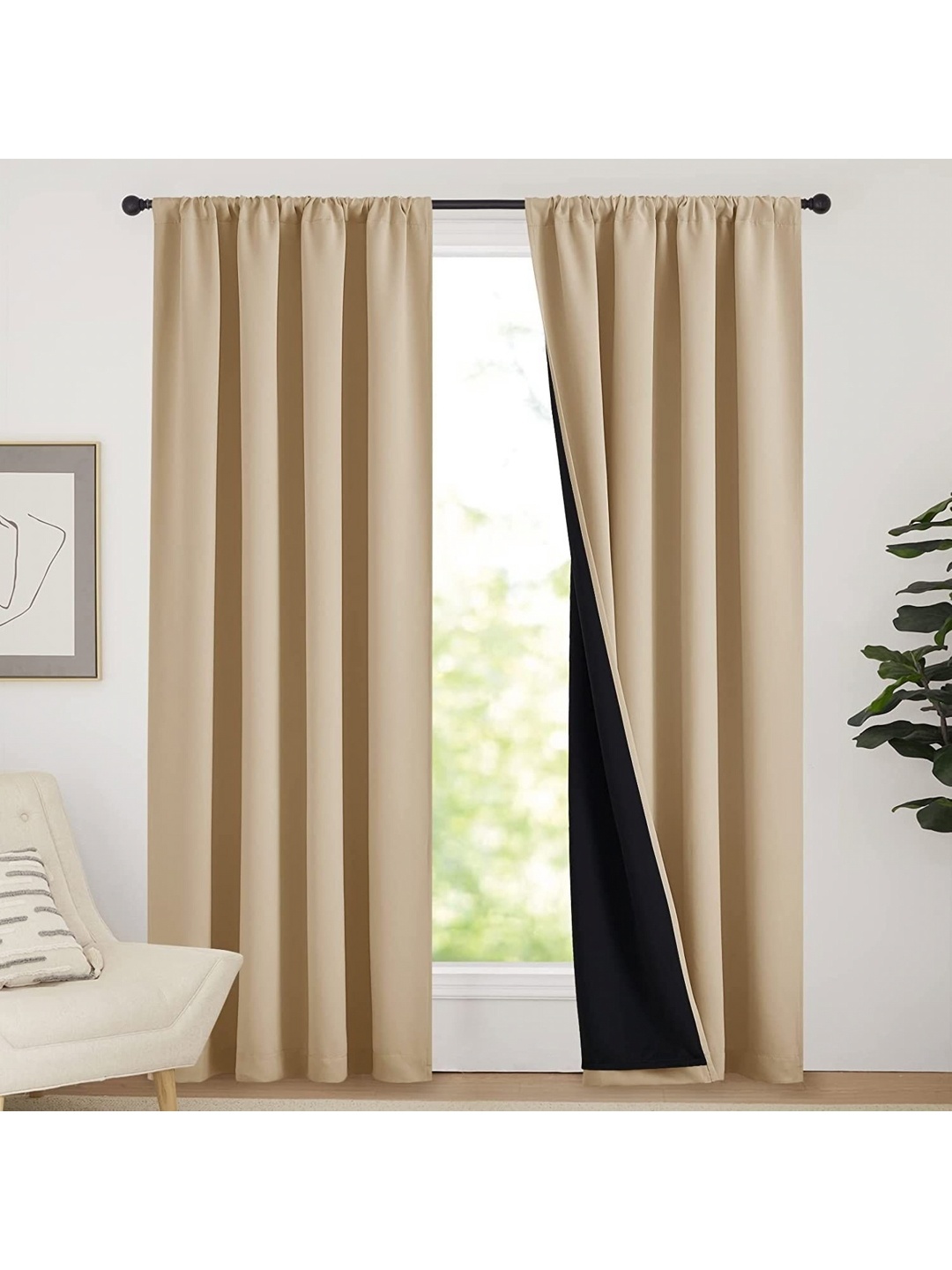 

BFAM Beige Black Out Door Curtain