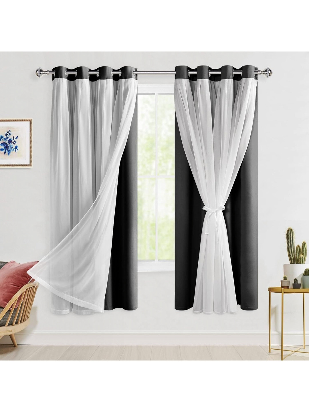

BFAM Black & White Black Out Door Curtain
