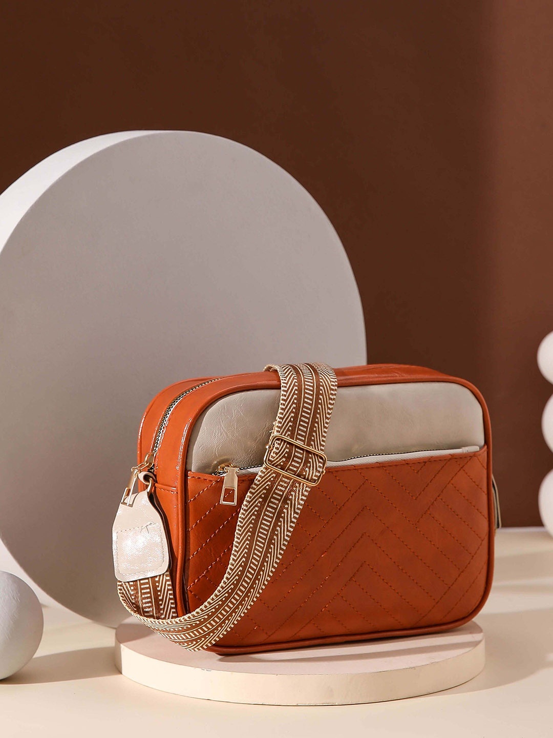 

Diva Dale Colourblocked PU Shopper Handheld Bag, Brown