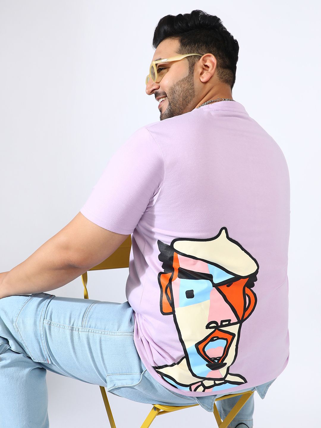 

Instafab Plus Men V-Neck Drop-Shoulder Sleeves Pockets T-shirt, Purple