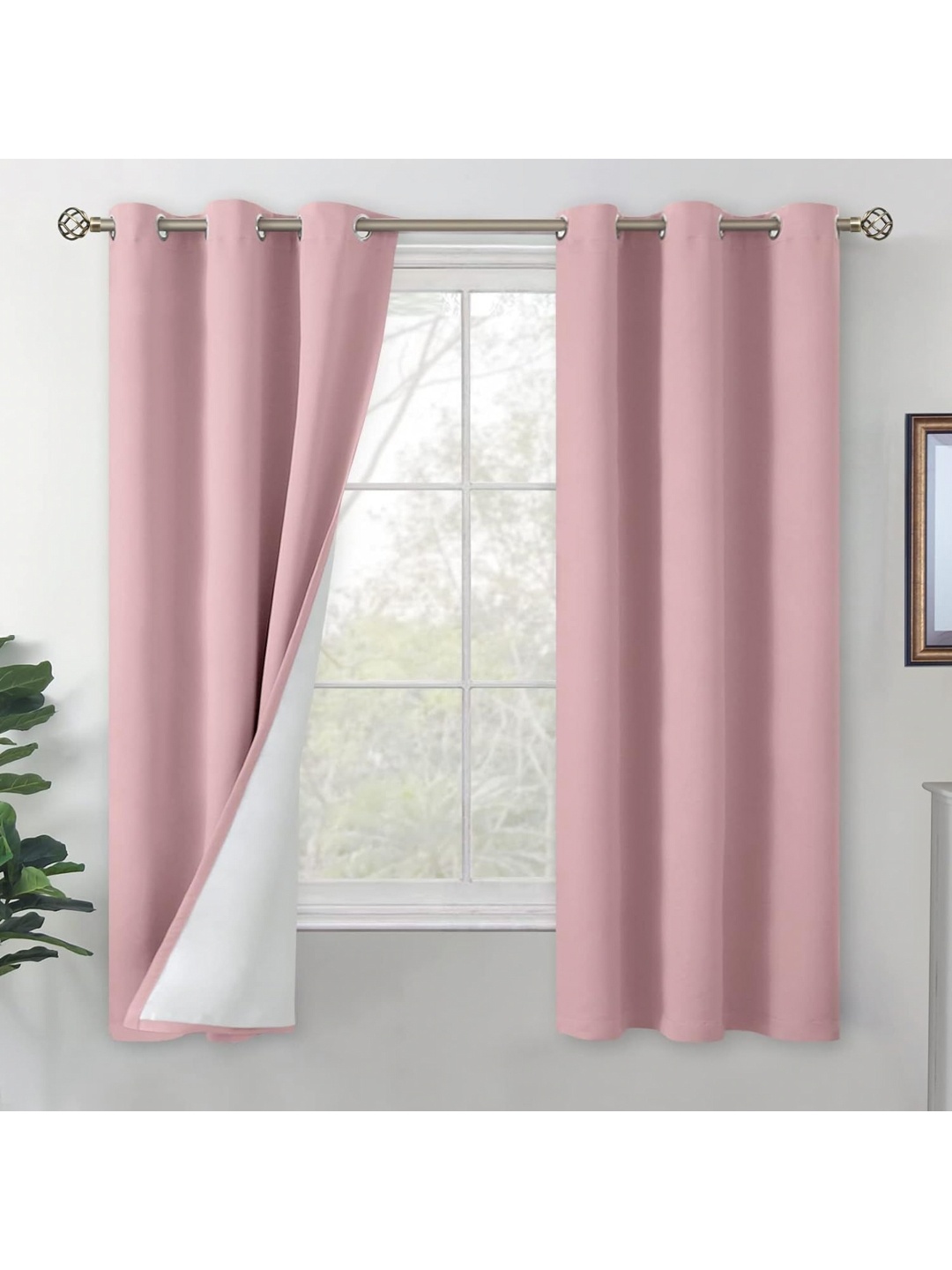 

BFAM Pink & White Black Out Door Curtain