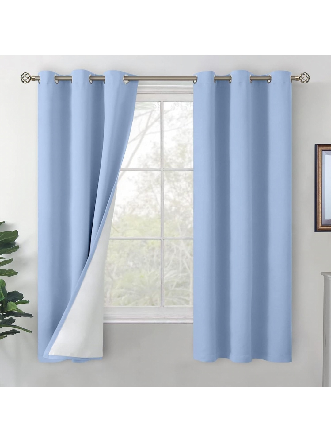 

BFAM Blue & White Black Out Long Door Curtain