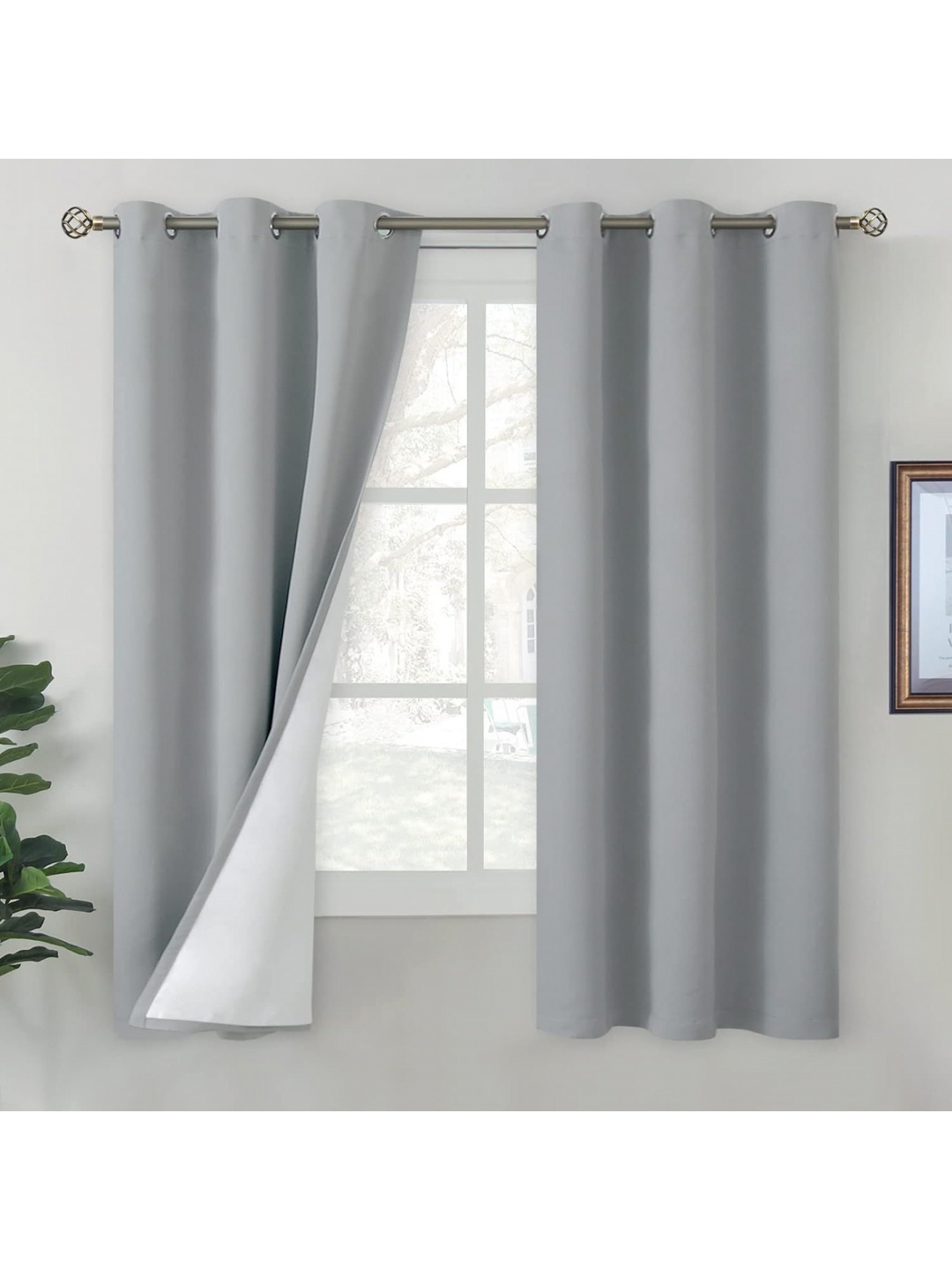 

BFAM Grey & White Black Out Door Curtain