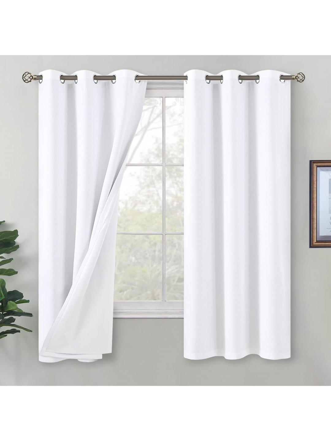 

BFAM White Black Out Door Curtain