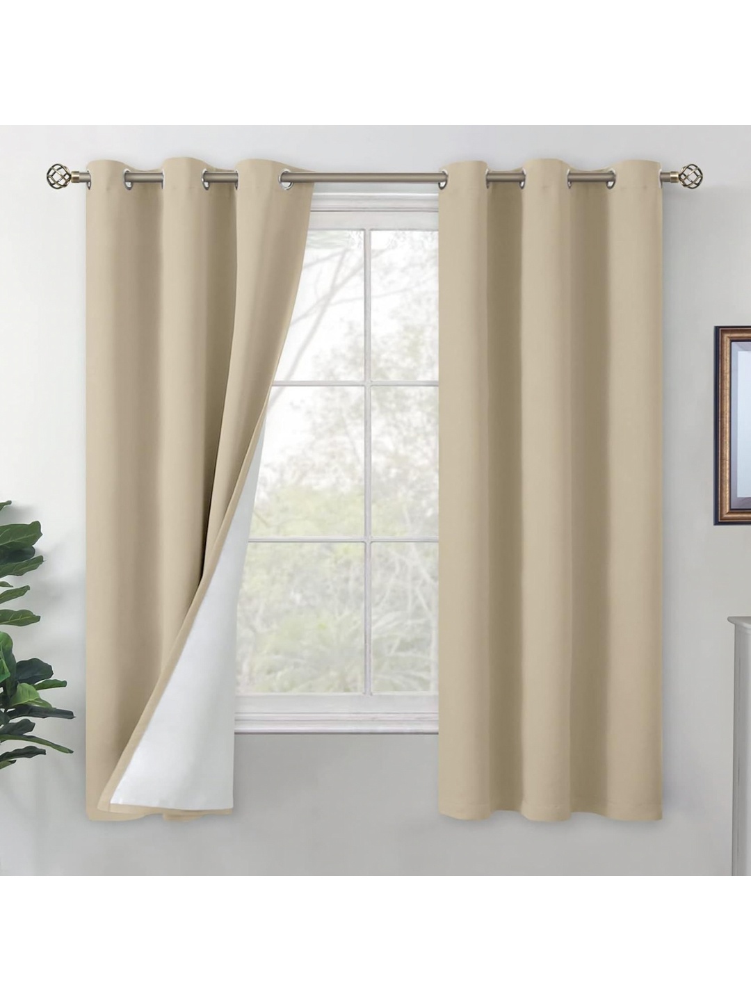 

BFAM Beige Black Out Door Curtain