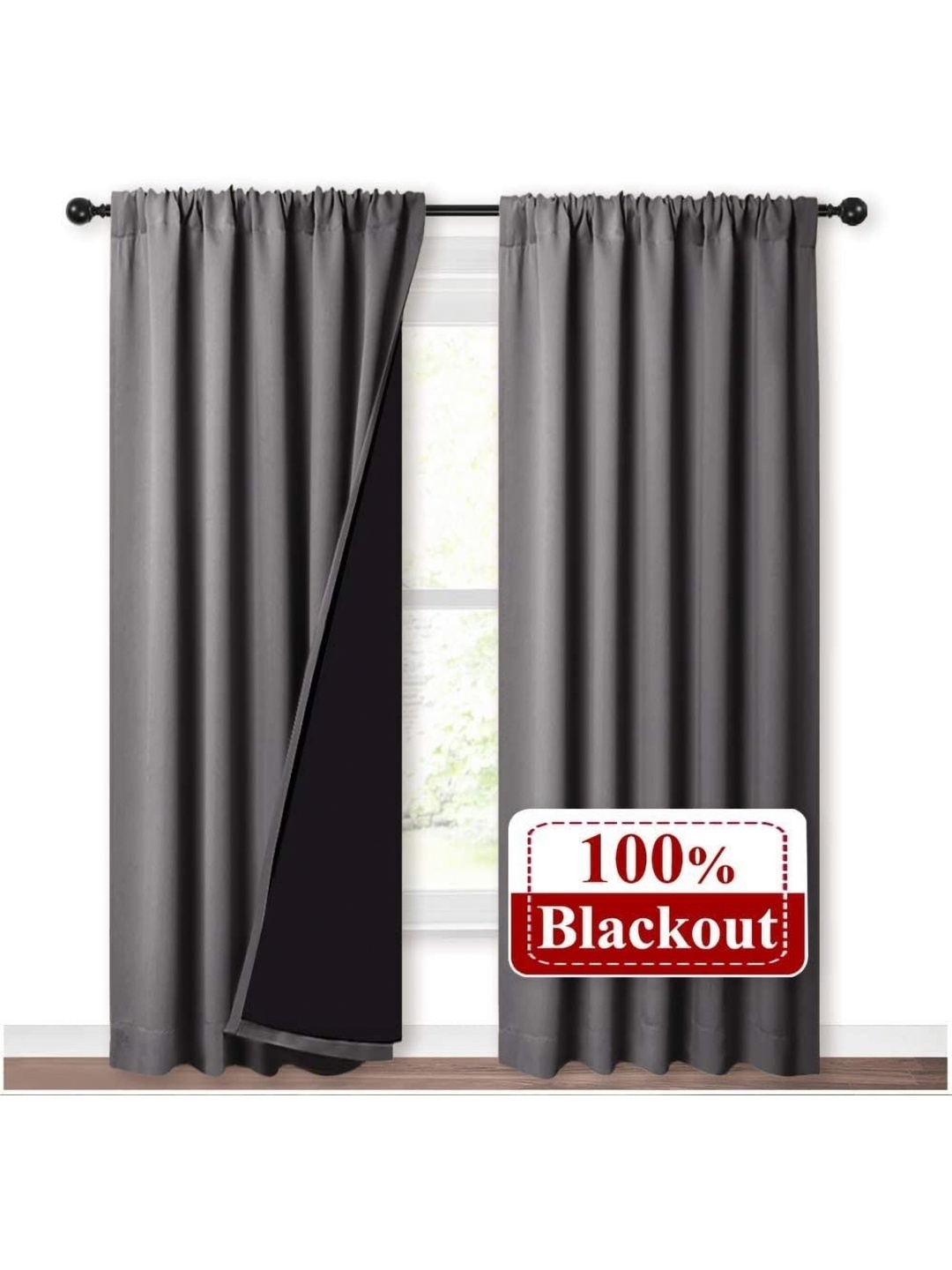 

BFAM Grey Black Out Window Curtain