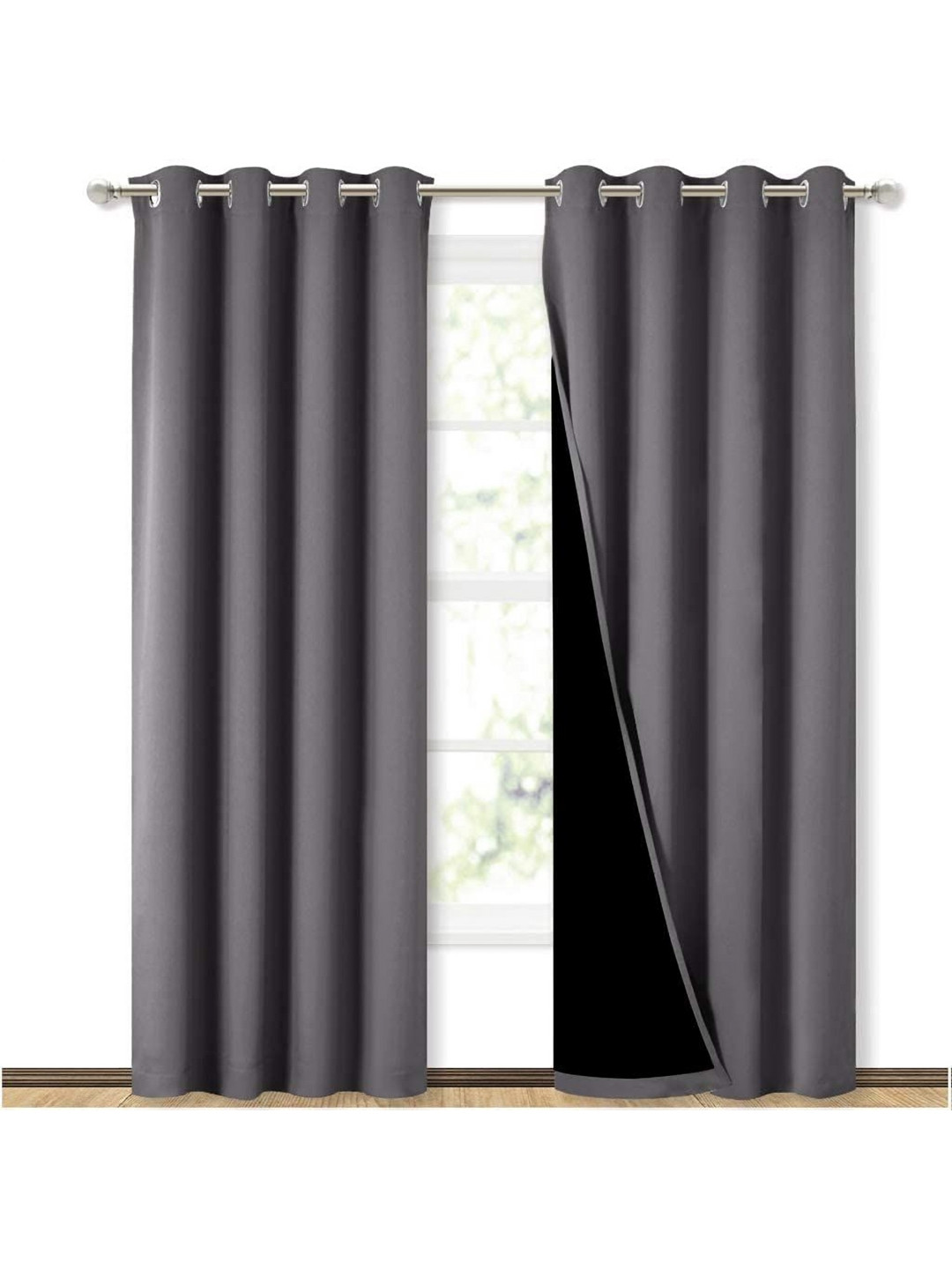 

BFAM Grey & Black Black Out Long Door Curtain